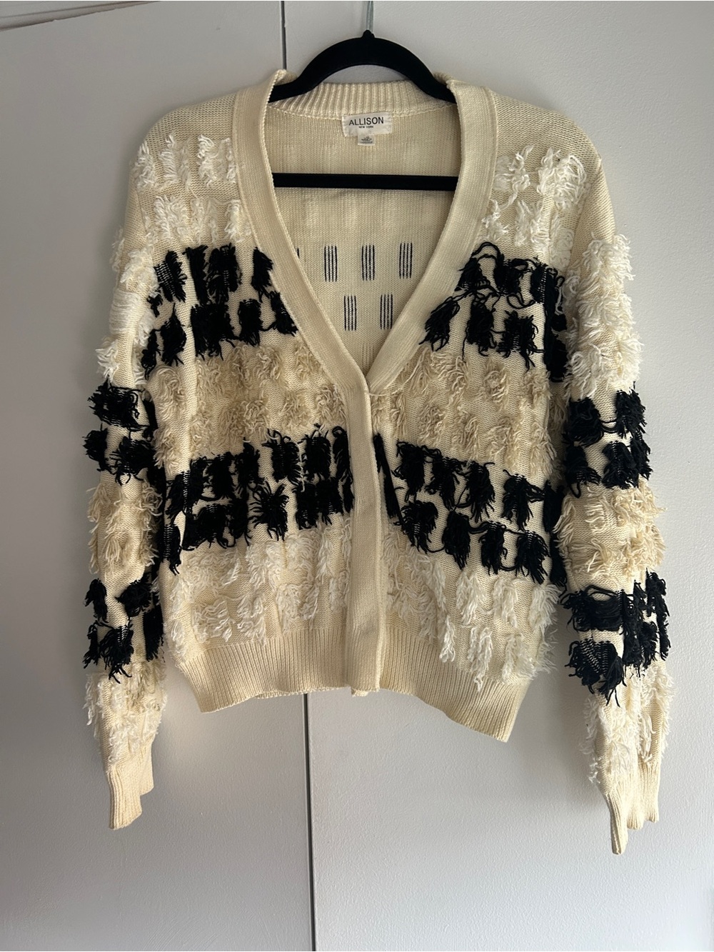 Cream & Black fringe cardigan